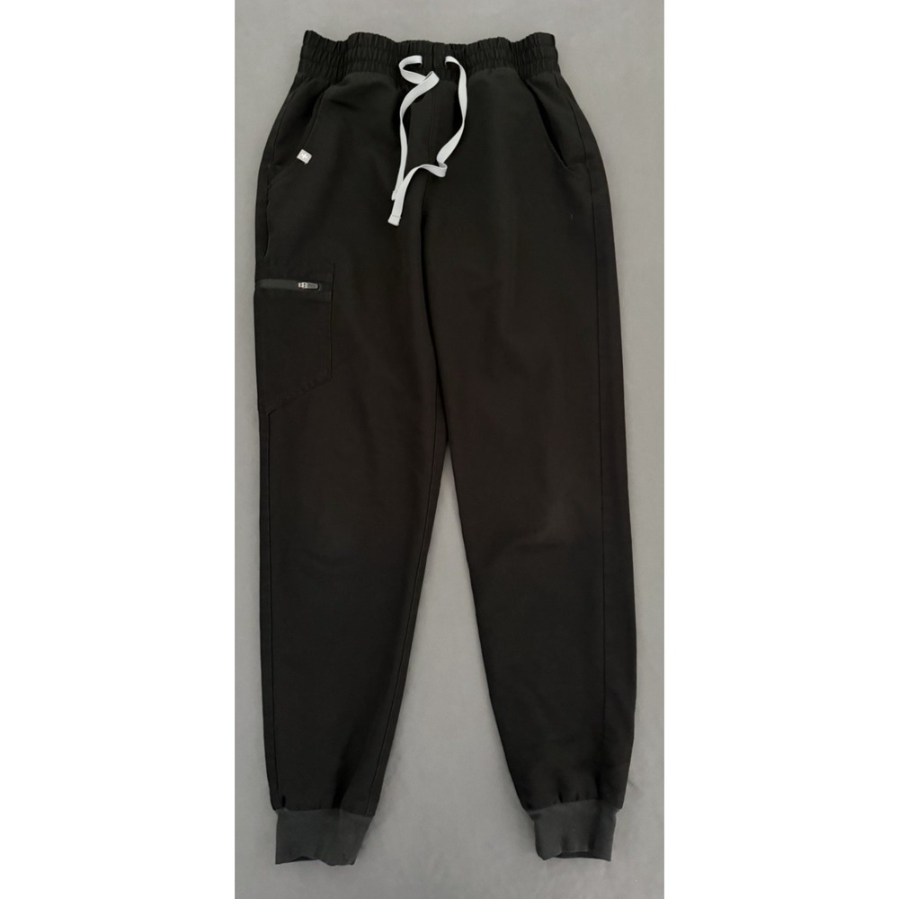FIGS Zamora Jogger Scrub Pants Womens Size Sz Black Tapered High Rise Drawstring